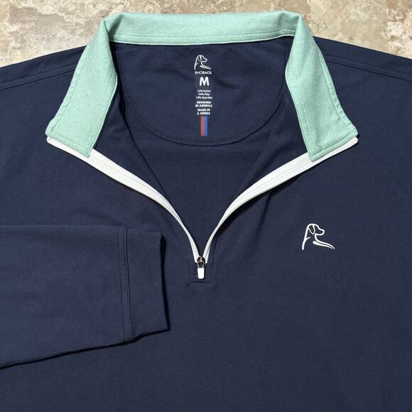 Rhoback Sweatshirt Mens Medium Blue Quarter Zip Long Sleeve Golf McCarthy Logo - Picture 1 of 9